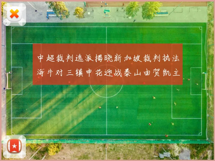 中超裁判选派揭晓新加坡裁判执法海牛对三镇申花迎战泰山由贺凯主哨